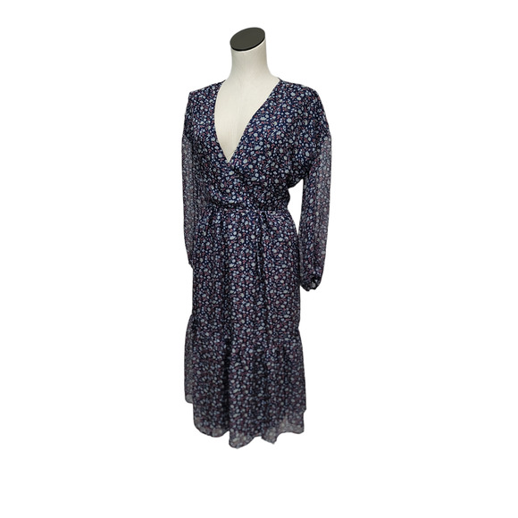 Madewell Women's Tie-Waist Midi Dress in Harvest Vine Navy Floral Size Large - Picture 4 of 10